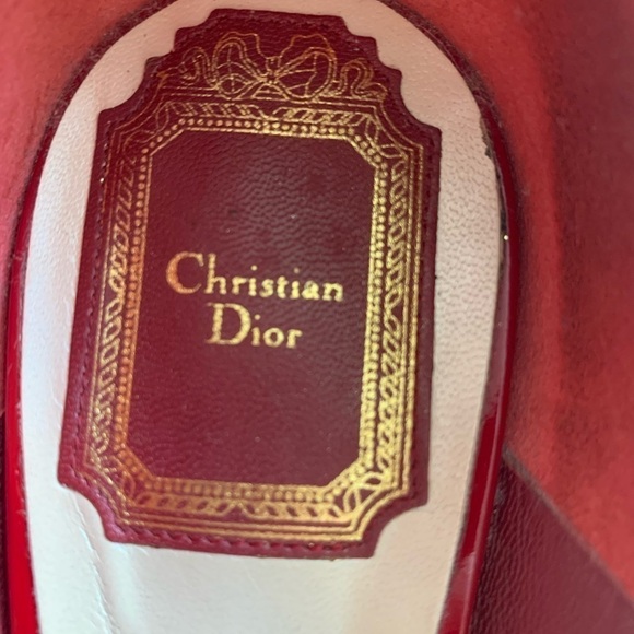 Christian DIOR Red Patent Leather Peep Toe Platform Heels Pumps - Picture 2 of 16